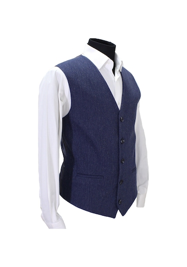 Mentor Regalo Erkek Yelek V Yaka Lacivert Balıksırtı 50465