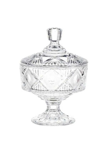 Pazly Şeker Kavanoz Cam Kristal Çanak Kase Takı Duş Totejar Depolama Tutucu Kapaklı Çerez Kabartmalı Teneke Dekoratif Konteyner Şeffaf