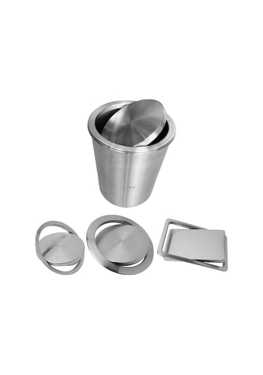 Tongxida Gömülü Paslanmaz Çelik Salıncak Mutfak Çöp Kutusu Kapağı, Yuvarlak 24,5 Cm, Gümüş Renk Gümüş