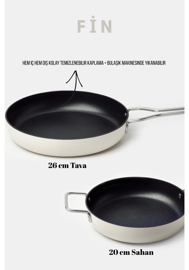 Fin 2 Parça Tava-sahan Set Beyaz
