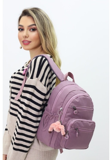 Sevimli Peluş Figürlü Günlük Kadın Sırt Çantası Şık, Kullanışlı, Okula Ve Seyahate Uygun AÇIK PEMBE