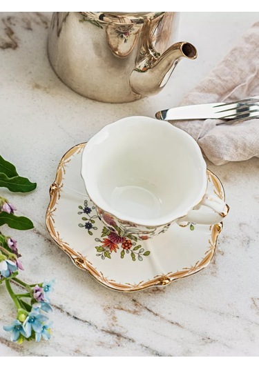 Roomi Seramik Çay Takımı 250 Ml, Fincan Ve Tabak Seti 245121629 Beyaz