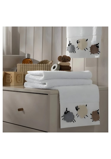 %100 Pamuk Premium Çocuk Banyo Havlusu Açık Beyaz