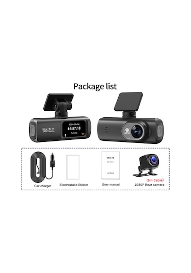 V22 Hd 4k Kamera Ön Ve Arka Çift Kayıt Wifi Araç İçi Kamera