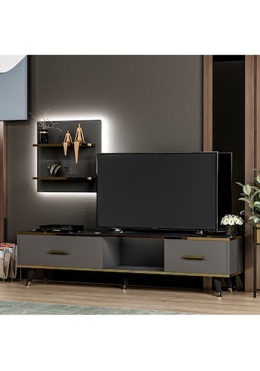 Aren Işıklı Tv Ünitesi Antrasit - Antrasit Antrasit