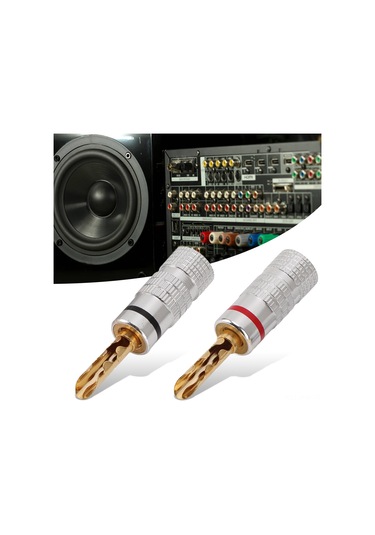 Moveevo J.10054 4mm Altın Kaplama Muz Plugları, Sıkıca Sıkma Tasarımı, Kısa Devre Engeli, Hoparlör Kabloları İçin Uyumlu, 5 Set Kırmızı+siyah