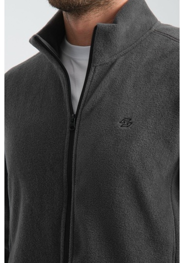 Shooter Sportswear Erkek Polar Sweatshirt Kışlık Standart Fit Outdoor Karyoka Dikiş Detaylı Füme