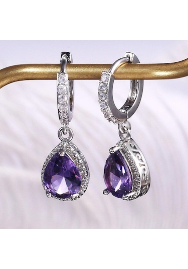 Lindon Kadın Zirkon Su Damlası Şekilli Küpe