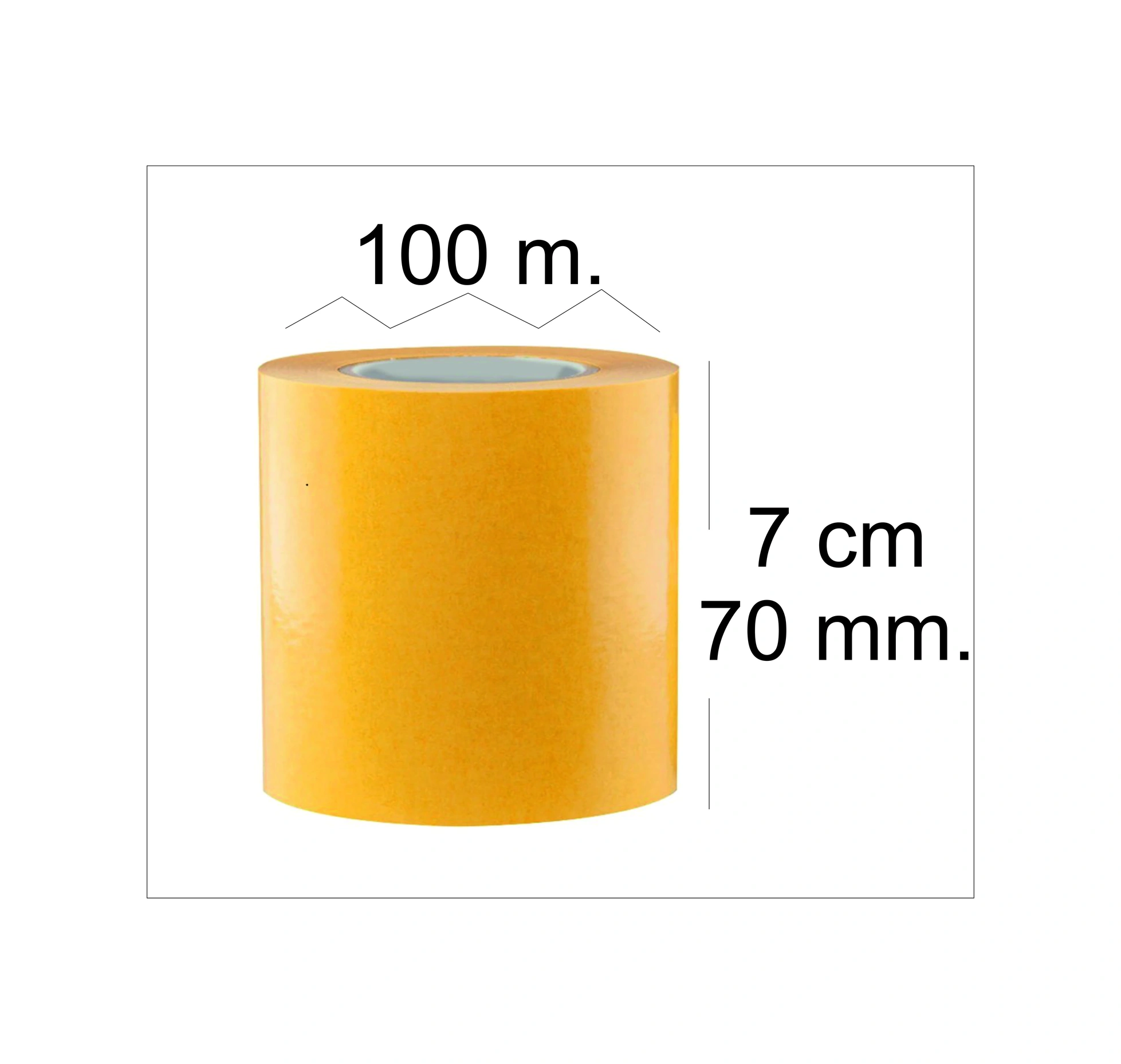 Çift Taraflı Şeffaf Sarı Bant 100 M. Uzunlukta 70 Mm Eninde 1