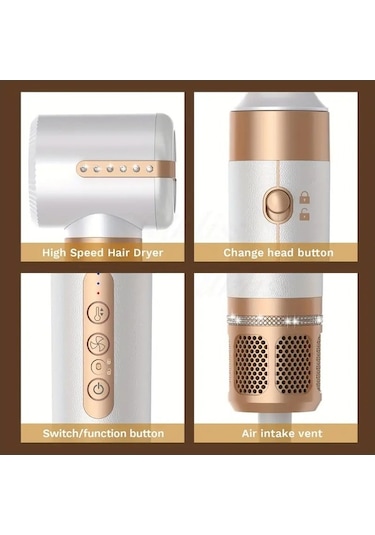 Cbtx 7 In 1 Çok Fonksiyonlu Fırçasız Saç Şekillendirme Seti Nd Altın