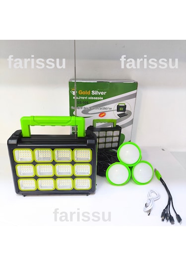 Gold Silver Gs-908 200w Güneş Enerjili Şarjlı Fener - Bluetooth, Usb, Radyo Ve Mp3 Özellikli