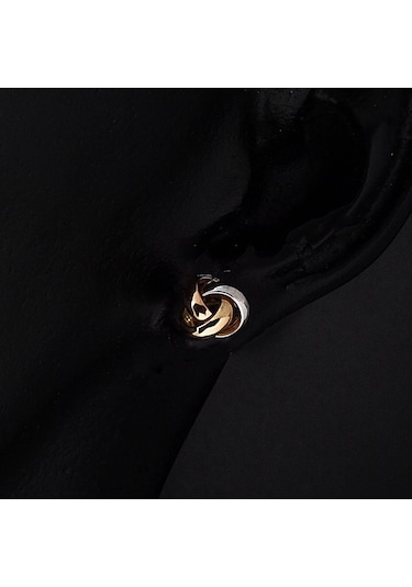 Bilezikci Düğüm Taşsız Altın Klipsli Küpe 14adkp174