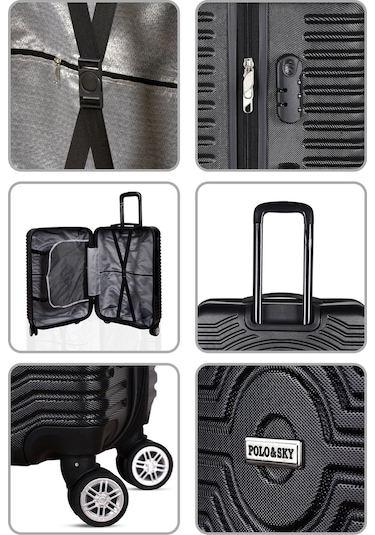 Polo&Sky Elmas Model Siyah Renk Büyük Boy Valiz Bavul Siyah
