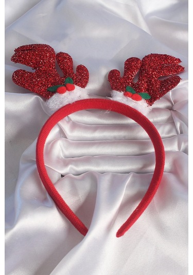 Yılbaşı Temalı Simli Geyik Boynuzu Figürlü Taç Çok Renkli