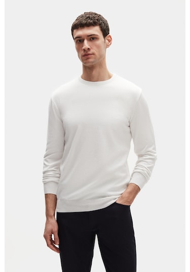 Ds Damat Regular Fit Ekru Tüylenme Yapmayan Bisiklet Yaka Pamuklu Triko Kazak 5hf06ort12004 Ekru