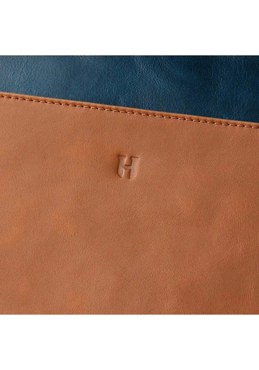 Beverly Kadın Lacivert Taba Deri Cepli Fermuarlı Rfid Korumalı Portföy Çanta Taba