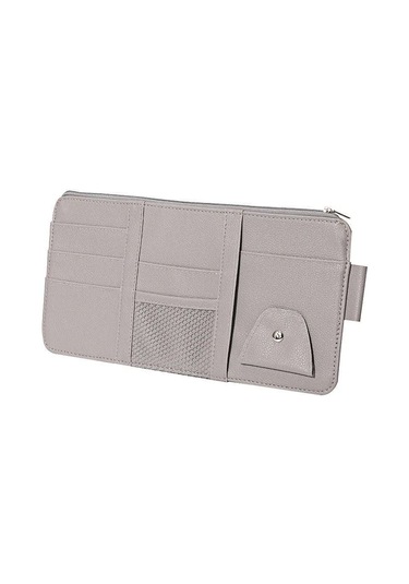 Yifomall Siyah Zincirli Araç Güneş Koruyucusu Çantası - Kart, Gözlük, Ehliyet Ve Fatura Saklama Fonksiyonlu Araç İç Çantası Siyah