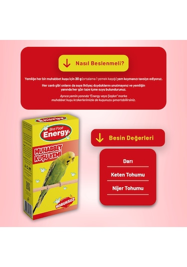 Kabuksuz Muhabbet Kuşu Yemi - 20 Adet 400 G
