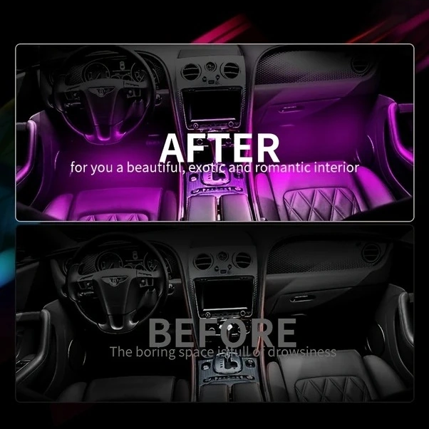 Trendooze 12v Araç İçi Led Zemin Aydınlatma Neon Dekor Şerit Mavi Renk Turcoshop11 2 Adet Araç Aksesuarları