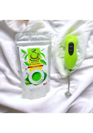 En Yeşil Çay Karadeniz Matcha Çayı 250 G + Elektronik Mikser + Pil 2'li