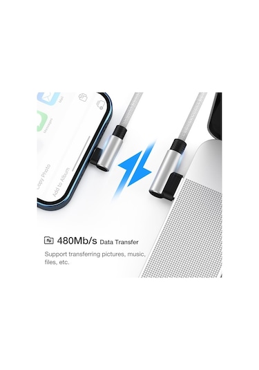 Prestigegoods 90 Derece Usb Kablosu İphone 13 12 11 Pro Max X Xr 6 7 8 Plus Se2 İpad Uyumlu Uzun 3m Hızlı Şarj Veri Kablosu
