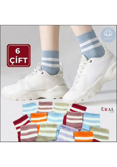 Kral Socks Unisex 6 Çift Soft Renkler Model Pamuklu Terletmez Çorap Seti