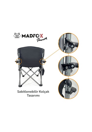 Madfox Journey Katlanır Kamp Sandalyesi Siyah/gri Çok Renkli
