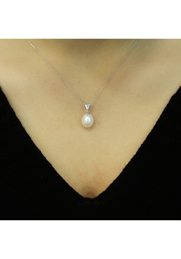 Lova Pırlantalı Drop Inci Kolye - 2040022