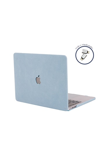 Macbook Uyumlu Air M1 Kılıf 13 İnç Kumaş Kaplama Goat Touchıd'li M1 Air A2337 A2179 A1932 İle Uyumlu Açık Mavi