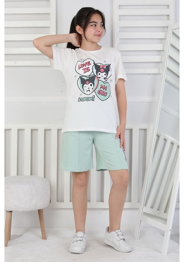 Love Is Kız Çocuk Üst Süprem Alt 2 İp Şort Takım Su Yeşili