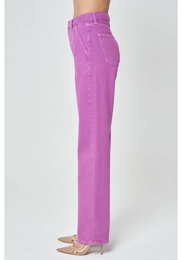 Diana Açık Mor Aplike Cep Detaylı Yüksek Bel Dad Straight Fit Fermuarlı Jean Pantolon C 4517-050 Açık Mor
