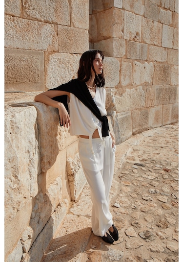 Lufian Aruba Kadın Pantolon Ekru Ekru 121190002100520 Ekru