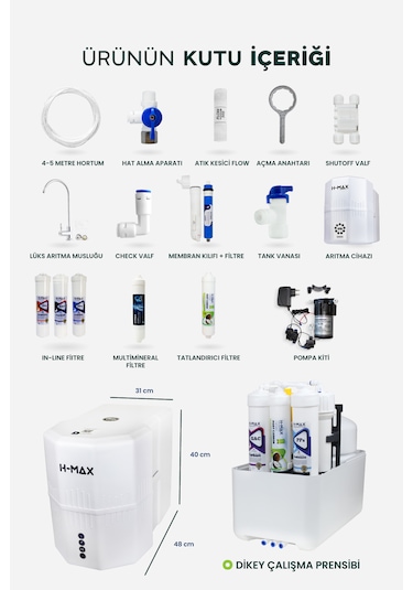 12 Litre Pompalı 15 Aşama Su Arıtma Cihazı Hmaxb4512p