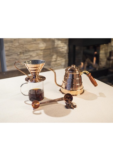 Bakır Filtre Kahve Seti V60 Parlak Bakır Renk