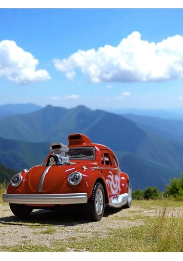Metal Araba Çek Bırak Vw Bettle Modifiye Kırmızı Sesli Ve Işıklı Diğer