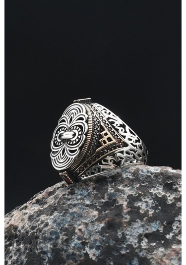 Örgü Tasarım Erkek Yüzüğü 925 Ayar Gümüş Zirkon Taş Süslemeli 901372 Gümüş