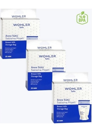 Wohler Süt Saklama Poşeti 25'li 3 x 75 Adet