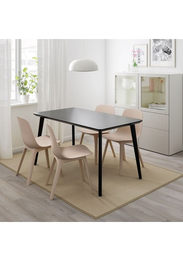 Mutfak Masası Takımı, Siyah-bej, 4 Sandalyeli siyah