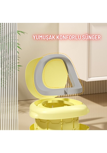 Katlanabilir Bebek Tuvaleti Taşınabilir Çocuk Lazımlık Tuvalet Eğitici Hijyenik Seyahat İçin Uygun Sarı