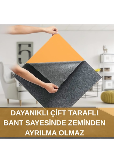 Kendinden Yapışkanlı Halıfleks Ev Tekne Ofis Karo Halı Gri