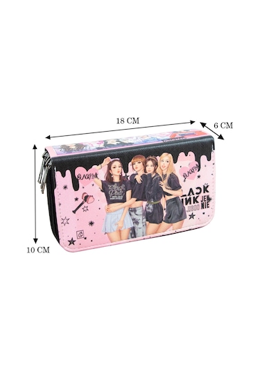 Kalem Kutusu Black Pink Blink Orginazer Vegan Deri Üç Bölmeli K