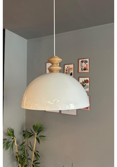 Linate Beyaz Q Kafa Başlık Avize Tekli Sarkıt Salon Kuaför Dekoratif Aydınlatma Beyaz