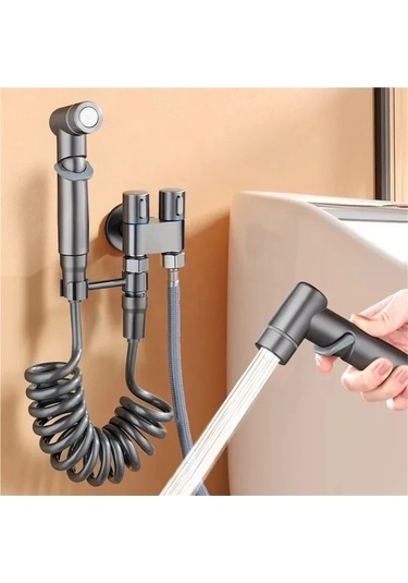 Tuvalet Musluk Jialan İçin Hijyenik Duş Çıkış Çift Bide Banyo Hc Gri Gri