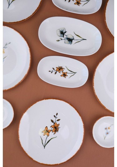 Tabak Evi Porselen Azelya Kahvaltı Ve İkram Takımı 6 Kişilik 14 Parça Çok Renkli