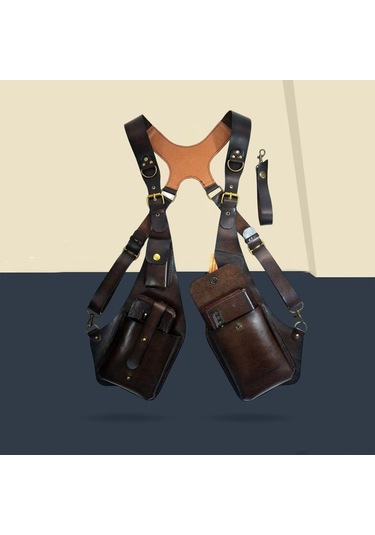 Wezone Klasik Deri Çene Çantası Unisex Dışarıda Kullanın Telefon Çantası Kahverengi Renk