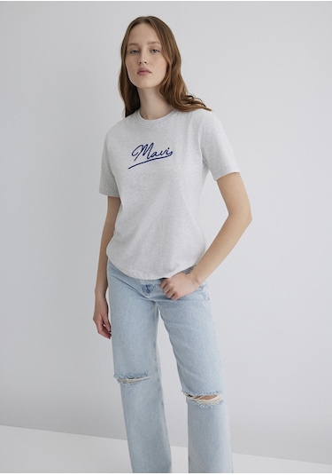 Mavi - Mavi Jeans Baskılı Gri Tişört 1612421-87033 Gri