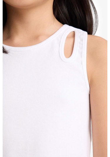 Defacto Kız Çocuk Bisiklet Yaka Crop Beyaz Atlet C4607a825hswt34 Beyaz