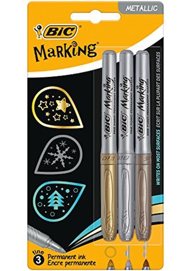 Bic Intensity Permanent Markör Altın Gümüş Bronz 3'lü Blister
