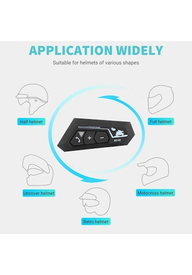 Blackbird Bt-22 Motosiklet Kask Bluetooth Kulaklık & Intercom Seti Kablosuz Müzik Su Geçirmez