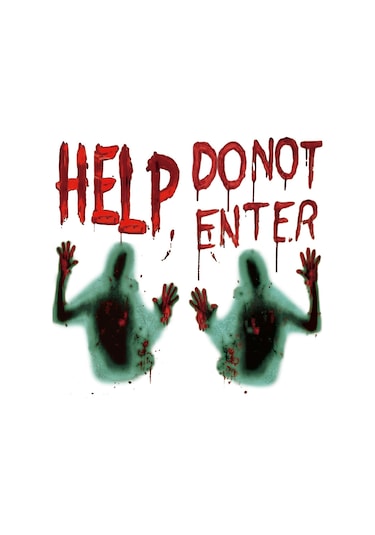Xiyyadms Halloween Kanlı Parmak İzi Ve "yardım Giriş Yapmayın" Desenli Pvc Pencere Kapak, Korkunç Ortam Oluşturucu Dekor, 45x60cm Çok Renkli